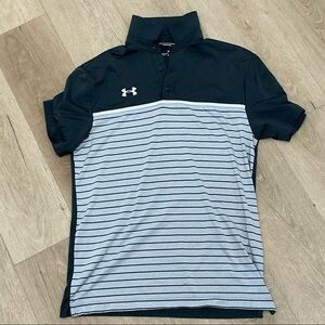 Under Armour Men's Polo Shirt in Black and Gray Stripes